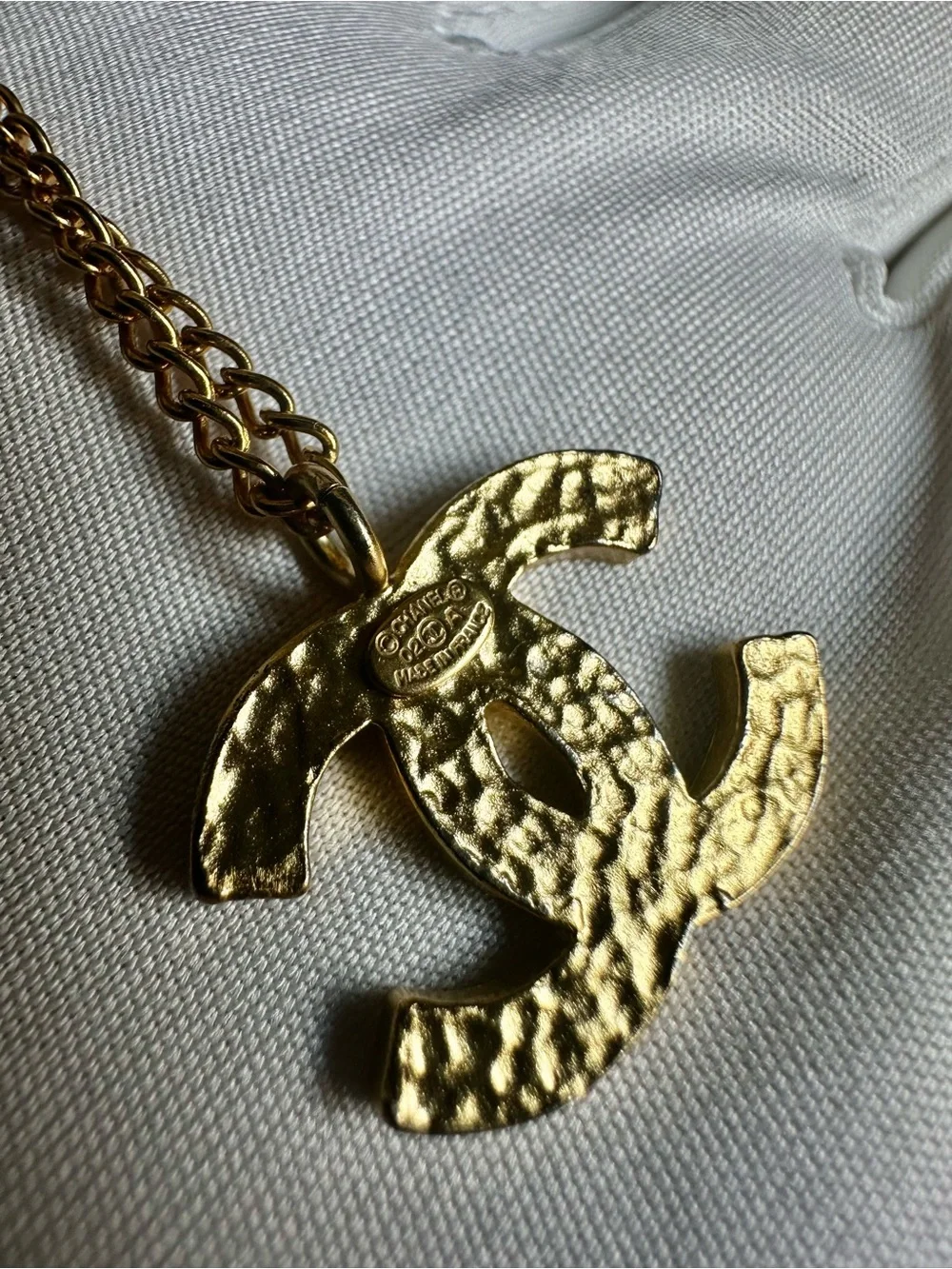 Vintage CHANEL 02A Black Enamel Gold CC Logo Pendant Necklace